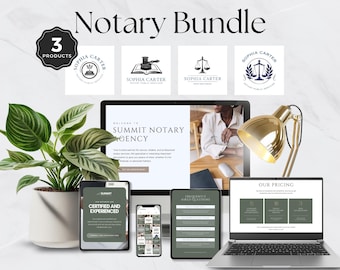 Notary Marketing Bundle Canva Template, Signing Agent Logo, Canva Website, Social Media Post, Notary Business Branding, Digital Marketing