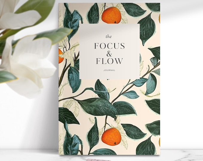 Floral Hardcover Journal Matte, Focus and Flow Notebook, Bullet Journal, Dot Grid Diary, Writing Pad, Gift for Writers, Mental Health Tool