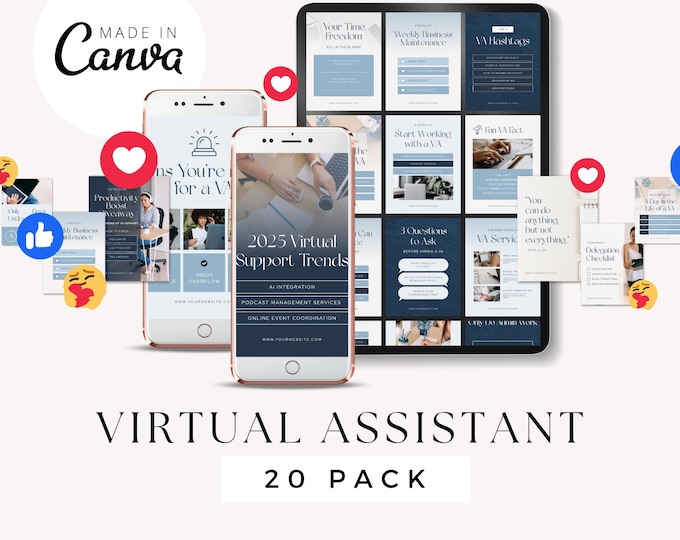 Virtual Assistant Instagram Posts Canva Template, A Content for Small Business, Content Planner Social Media Kit for VAs, Branded Insta Post
