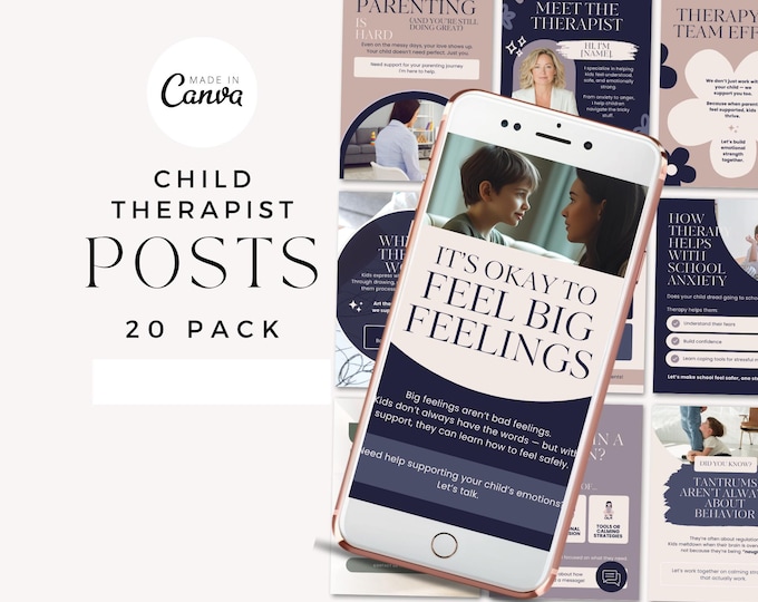 Kid Therapist Instagram Template, Child Therapy Social Kit, Therapy Post, Mental Health Insta, Kid Wellness Tool, Guidance Counselor