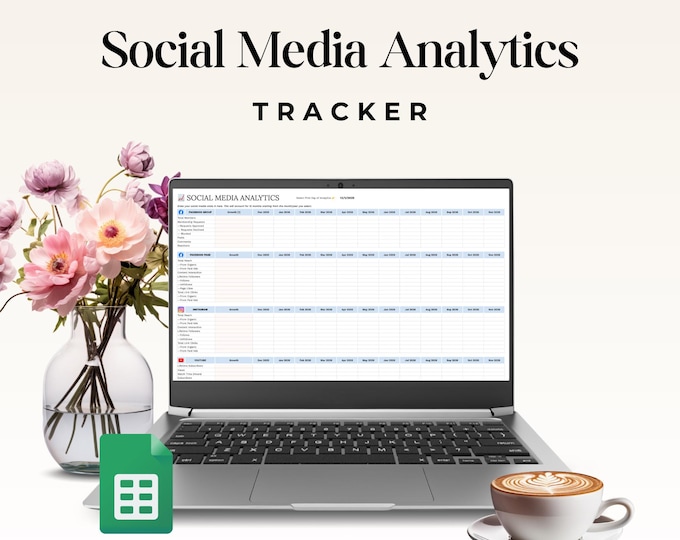 Social Media Analytics Tracker Google Sheet, Marketing Engagement Log, Social Media Report, Digital Marketing Analytics Report, Stat Tracker