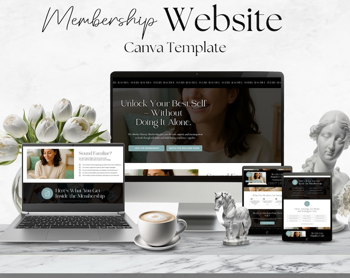 Canva Website Template for Subscription Membership, Course Creator Site, Mindset Coach Landing Page, Life Coach Sales Page