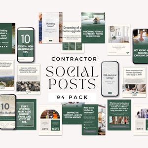 Plantillas de Canva para contratistas: 94 publicaciones editables para constructores, contratistas generales y marketing de mejoras del hogar.