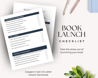 Book Launch Checklist Printable PDF, Author Tool, Book Launch Kit, Indie Author, Writer Planner, Self Publish, Publishing Kit, Promo Planner