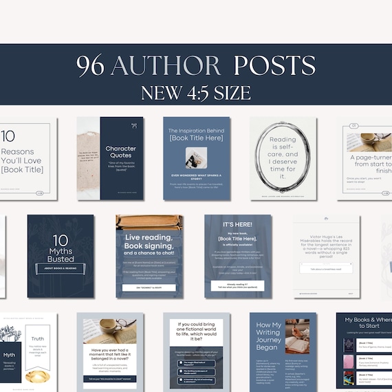 Author Social Media Template, Book Marketing Instagram Carousel, Bookstagram Canva, Content Calendar, Book Promotion, Writer Branding Kit