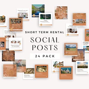 Short Term Rental Social Media Templates, Vacation Rental Instagram for Property Managers, Editable Host IG Posts Canva Template