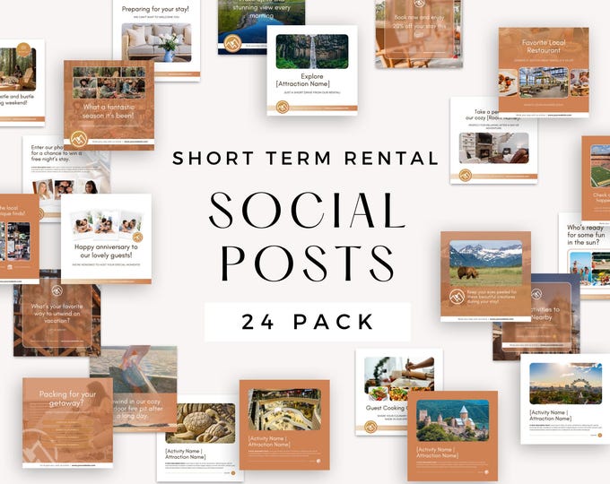 Short Term Rental Social Media Templates, Vacation Rental Instagram for Property Managers, Editable Host IG Posts Canva Template
