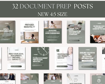 Document Preparer Social Media Kit, Legal Documentation 2025 Instagram Post Design, Small Business Canva Marketing Template Digital Promo