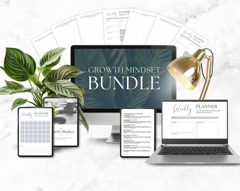 Growth Mindset Bundle, Personal Development Kit, Self Improvement Tool, Positive Mindset Resource, Goal Setting Wellness Journal, Life Coach