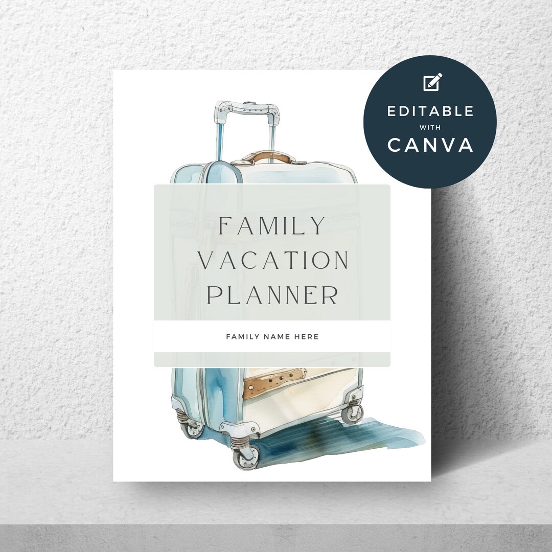 Editable Family Vacation Planner Template Digital Travel Itinerary ...