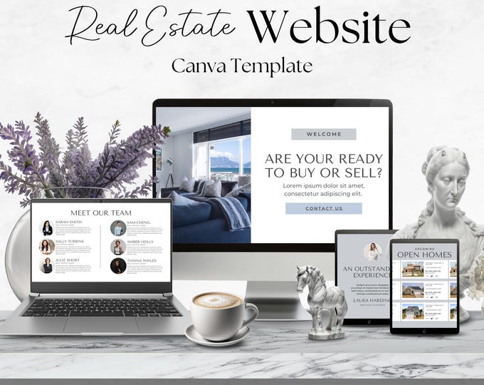 Real Estate Canva Website Template, Listing Marketing, Selling Home, Luxury Branding Portfolio Site, Buyer Agent, Seller Template Web Design