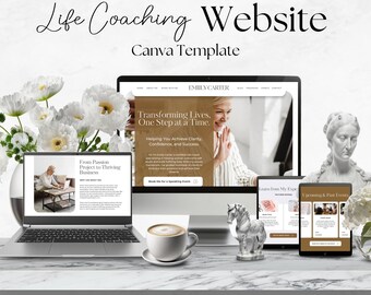 Life Coaching Canva Website Template, DIY One-Page Website Template for Coach Consultant and Wellness Professional, Canva Landing Page