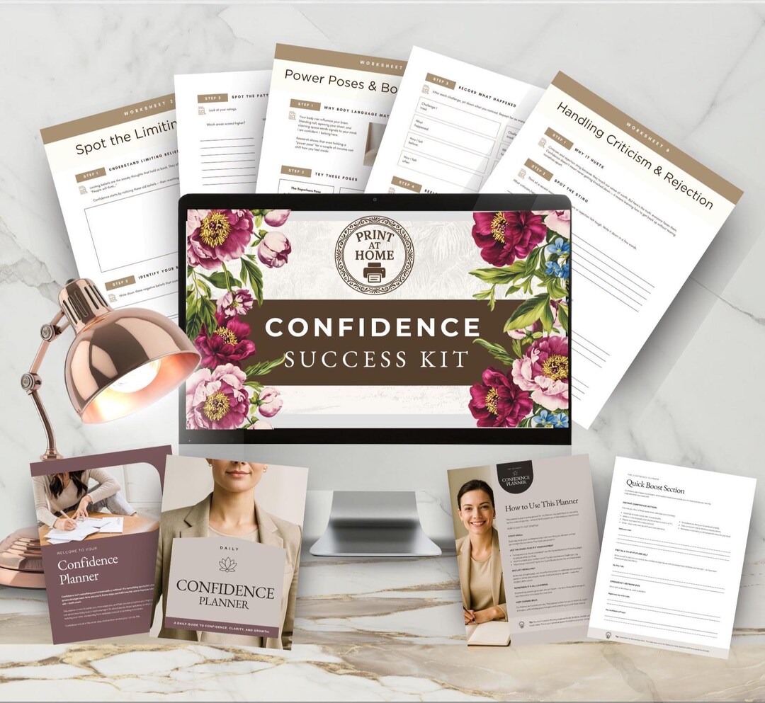 Confidence Planner Worksheets Bundle, Positive Affirmation Therapist ...