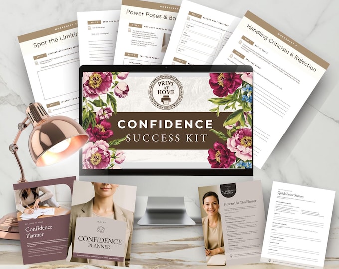 Confidence Planner Worksheets Bundle, Positive Affirmation Therapist Resrouce, Personal Development PDF Printable, Life Coach Therapy Office