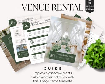 Guía de alquiler de espacios para organizadores de eventos, recurso para clientes en formato PDF editable, lista de verificación para espacios de eventos, lista de verificación para la planificación de fiestas.