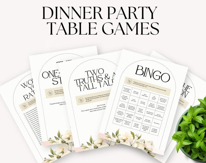 Dinner Party Table Games Printable, Business Dinner Activities, Work Party Networking Icebreakers, Conversation Starters PDF, Happy Hour
