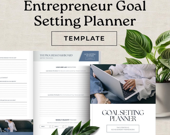Entrepreneur Goal Setting Planner, 90 Day Business Plan, CEO Productivity System, Strategic Planning Workbook, Growth Tracker PDF