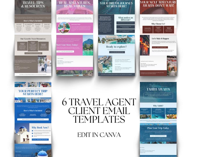 Travel Agent Client Email Template, Editable Canva Travel Newsletter Design, Digital Marketing Kit, Small Business Branding, Travel Advisor