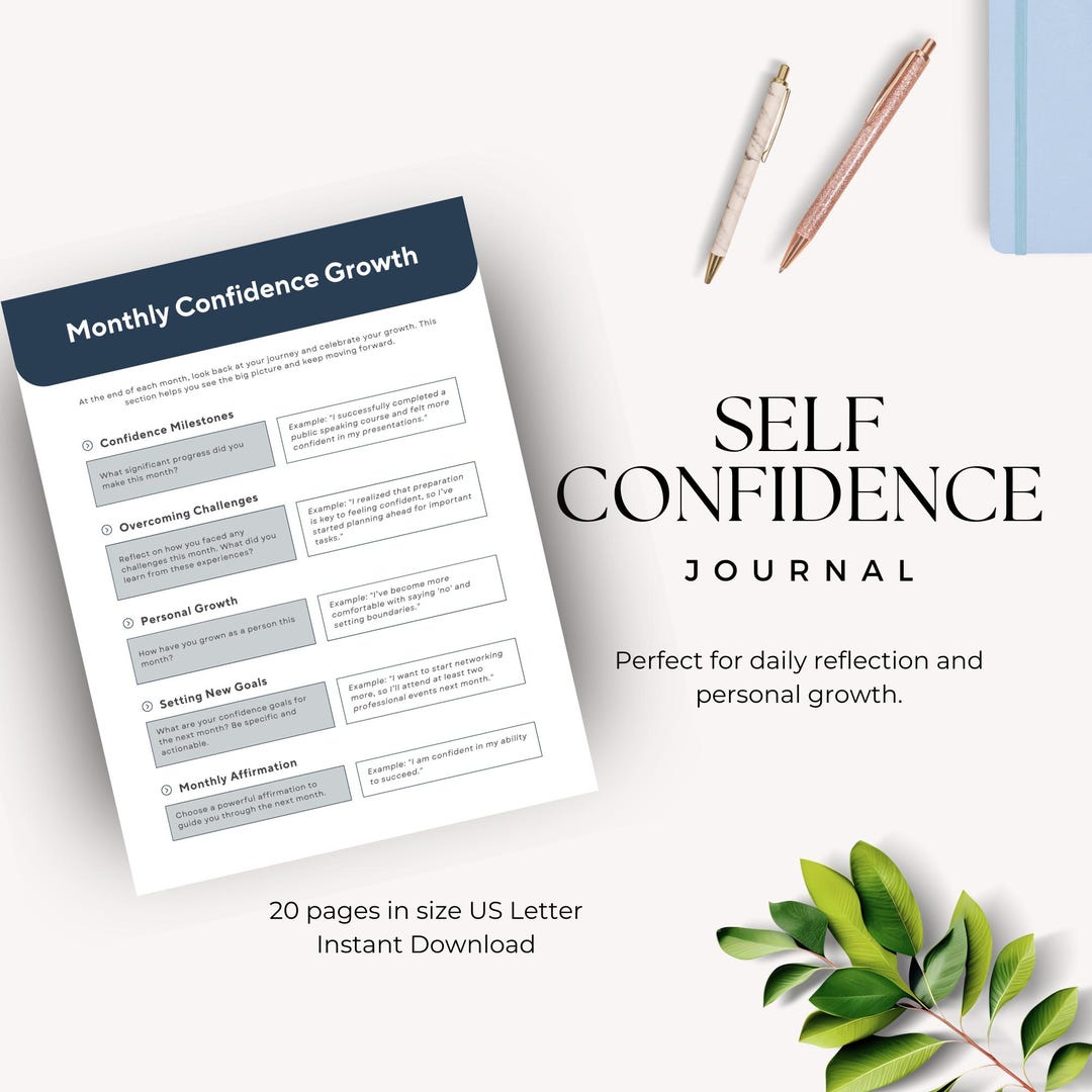 Self Confidence Journal Canva Template, Daily Reflection, Printable ...