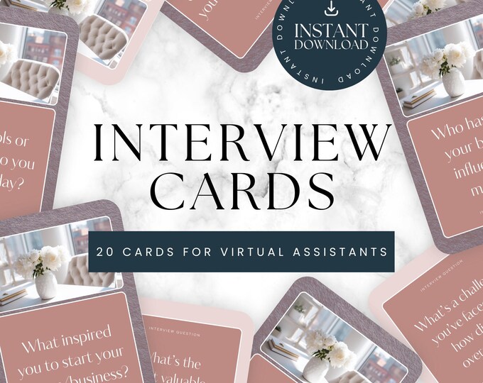 Virtual Assistant Interview Cards: Client Onboarding Canva Template (Digital Download)