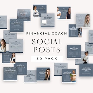 Financial Advisor Social Media Template, Canva Template for Financial Planner, Brand Visibility Tools, Social Media Marketing, Finance Coach