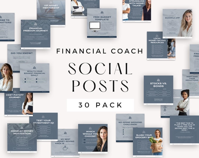 Financial Advisor Social Media Template, Canva Template for Financial Planner, Brand Visibility Tools, Social Media Marketing, Finance Coach