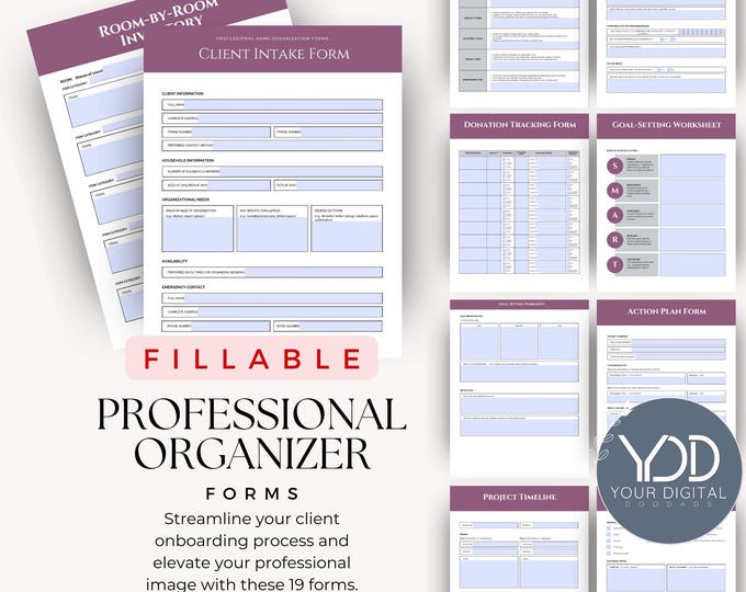 Fillable Professional Organizer Forms, Home Organization, Declutter Checklist, Organizer Client Onboarding Kit, Home Organizer Tool