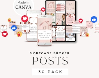 Hypotheekbemiddelaarpost, socialmediakit, marketingkit kredietfunctionaris, Instagram-postbundel, sjabloon voor kredietverstrekker, canva, onroerend goed