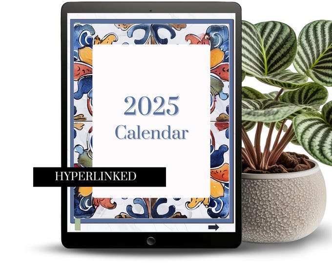 2025 Digital Calendar PDF, Portrait Printable Planner, Daily Weekly Monthly Planner, Goodnotes Organizer for iPad, Hyperlinked Life Planner