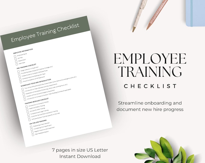 Employee Training Checklist Template, Staff Onboarding Kit, Workforce Training Process, New Employee Development, New Hire Support Manual