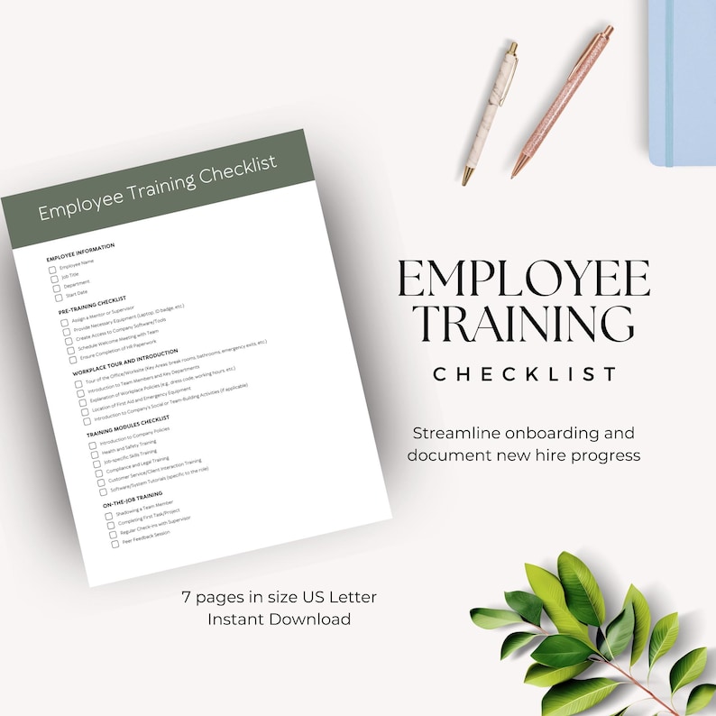 Employee Training Checklist Template, Staff Onboarding Kit, Workforce ...