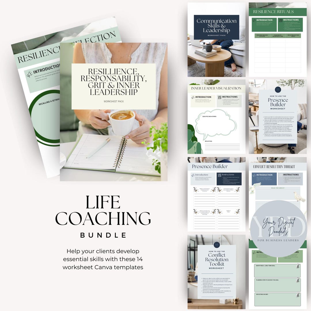 Life Coaching Worksheets Bundle, Canva Template for Life Coach ...