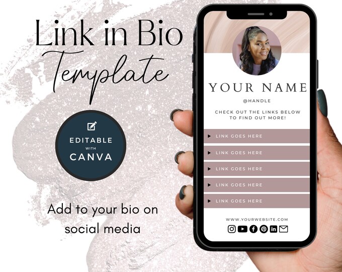 Link In Bio Canva Template for Virtual Assistant Instagram Landing Page Quick Link Social Media Kit Virtual Assistant Linktree