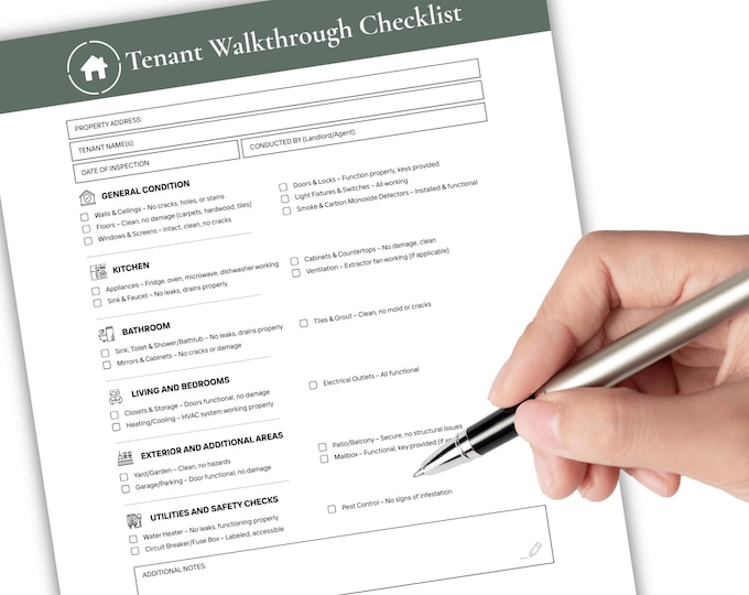 Tenant Walkthrough Checklist, Entry Condition Form, Move In Rental List, Landlord Rental Inspection, Property Condition PDF