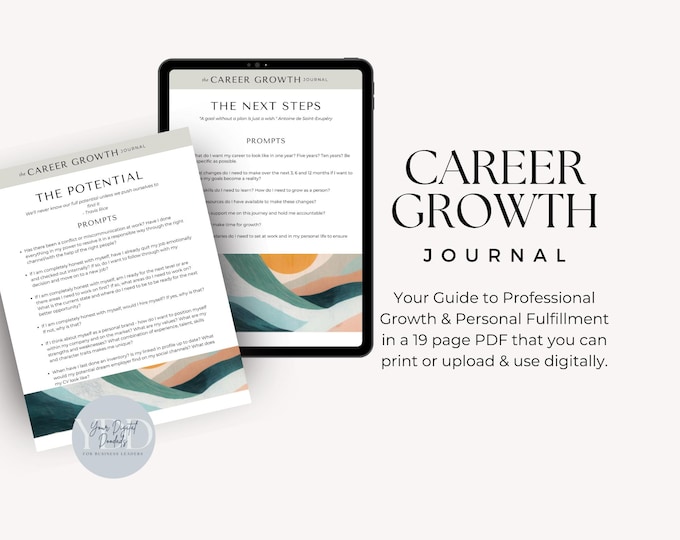 Career Growth Journal for Career & Job Coach, Professional Development, Goal Setting, Journal Prompt, Work-Life Balance, Job Search Planner