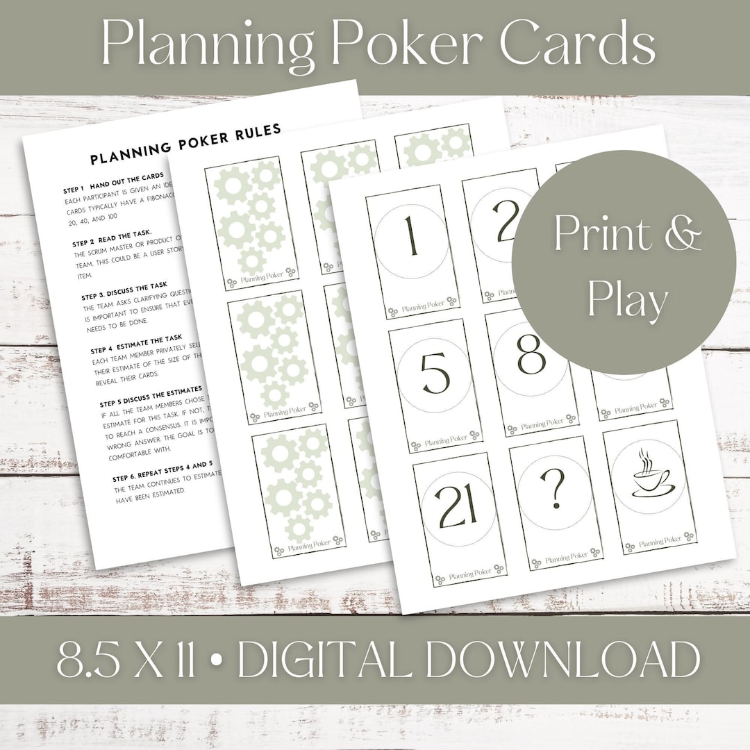 Agile Estimation Made Easy Printable Planning Poker Cards Set With