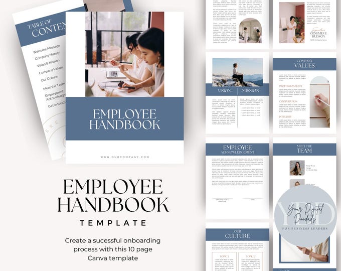 Employee Handbook Template, Human Resources Template, Small Business Employee HR Manual, New Hire Welcome Packet, Easy-To-Use Editable Guide