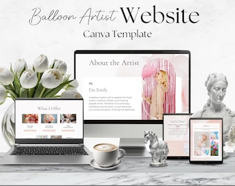 Balloon Artist Website Template: Canva Sales Page for Party Decor (Digital Download)