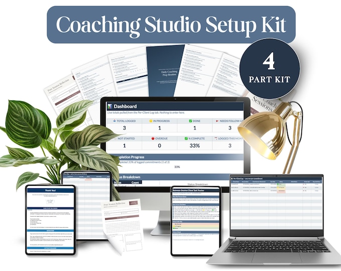 Coaching Studio Setup Kit, Life Coach Business Bundle, Session Notes, Client Task Tracker, Daily Prep Checklist, Coach Planner Printable