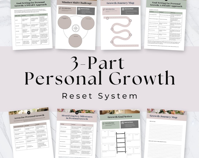 Personal Growth Reset System, Goal Setting, Self Discovery, Coaching Worksheets, Mindset Toolkit PDF & Client Templates for Coaches