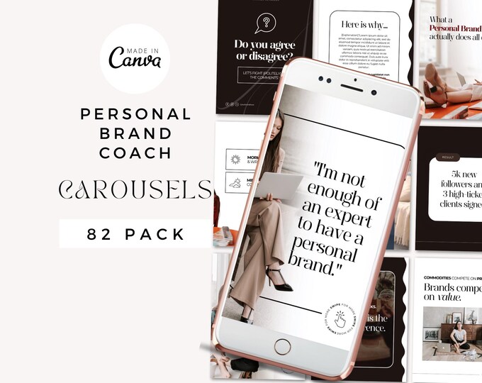 Personal Brand Coach Carousel Templates Canva, Instagram Content Strategy Slides, Branding Coach Social Media Posts Kit