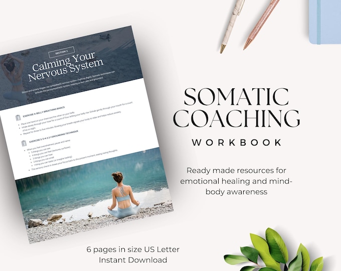 Somatic Coaching Workbook Canva Template, Mindfulness Exercise, Emotional Healing, Holistic Coach Therapist Tools, Mind-Body Awareness