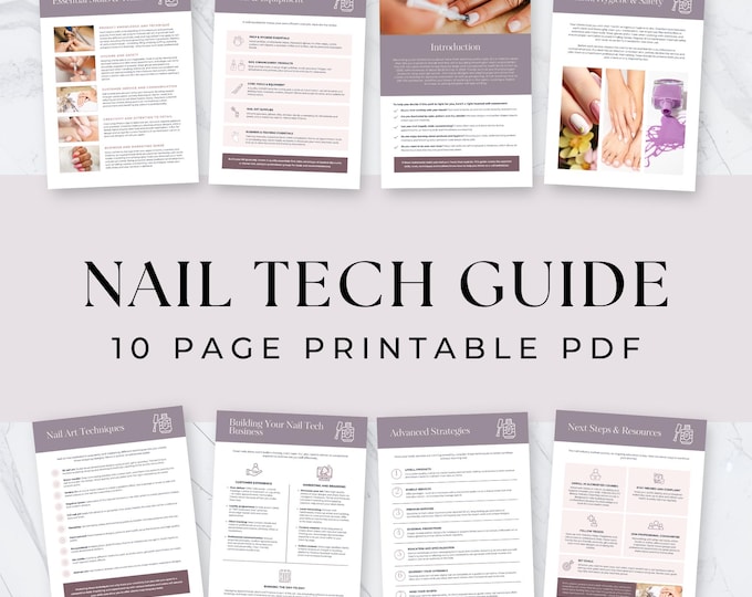 Nail Tech Guide eBook, Salon Resource Practice Planner - Canva Template and Printable PDF