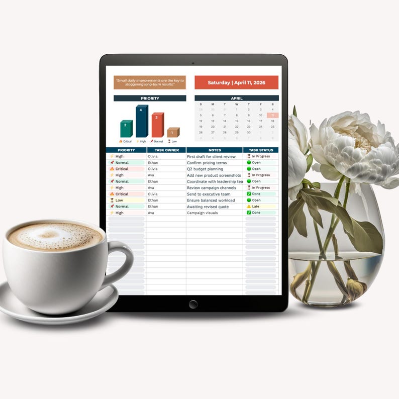 Task Tracker With Calendar | Google Sheets Template | Digital Planner ...