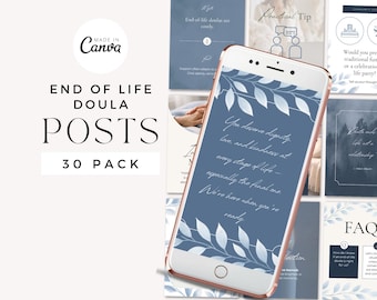 End-of-Life Doula Social Media Kit, Death Doula Canva Templates, Grief Support Posts, Hospice Companion, Bereavement Education