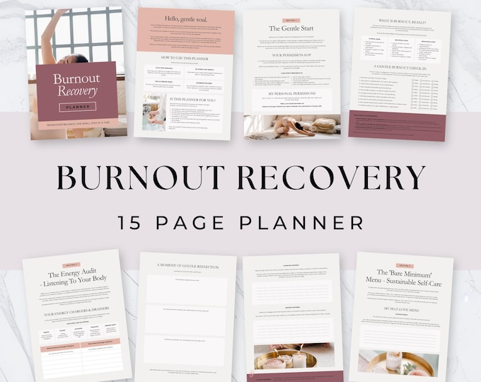 Burnout Recovery Planner, Self Care Wellness Journal, Mental Health Kit, Overwhelm Detox, Anxiety Workbook, Stress Management, Therapy Tool