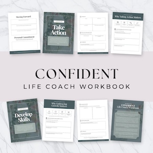 Confident Life Coach Workbook, Mindset Worksheet,  Self Help Tools, Growth Mindset Journal Prompts, Personal Development Therapy Resources