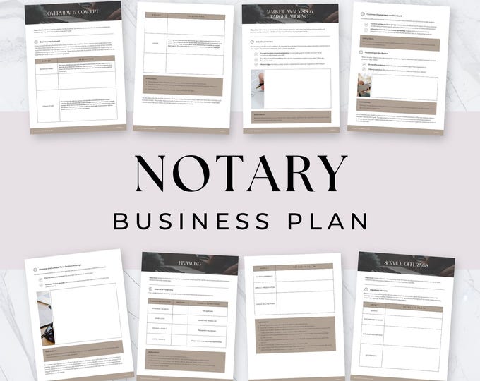Notary Business Plan Canva Template, Mobile Notary Public, Loan Signing Agent, Notary Checklist, Company Planner, Small Business Startup
