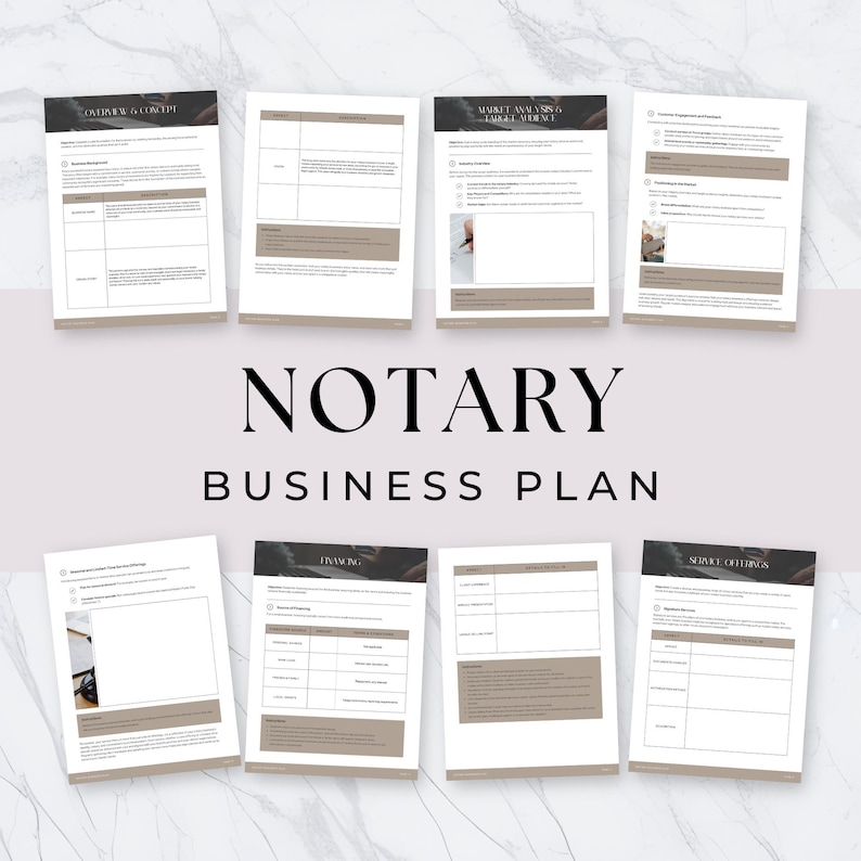 Notary Business Plan Canva Template, Mobile Notary Public, Loan Signing