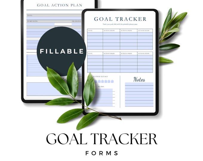 Fillable Goal Setting Tracker PDF, Task Management Tool, Goal Planner, Habit Tracker Worksheet, Business Growth Organizer, Printable
